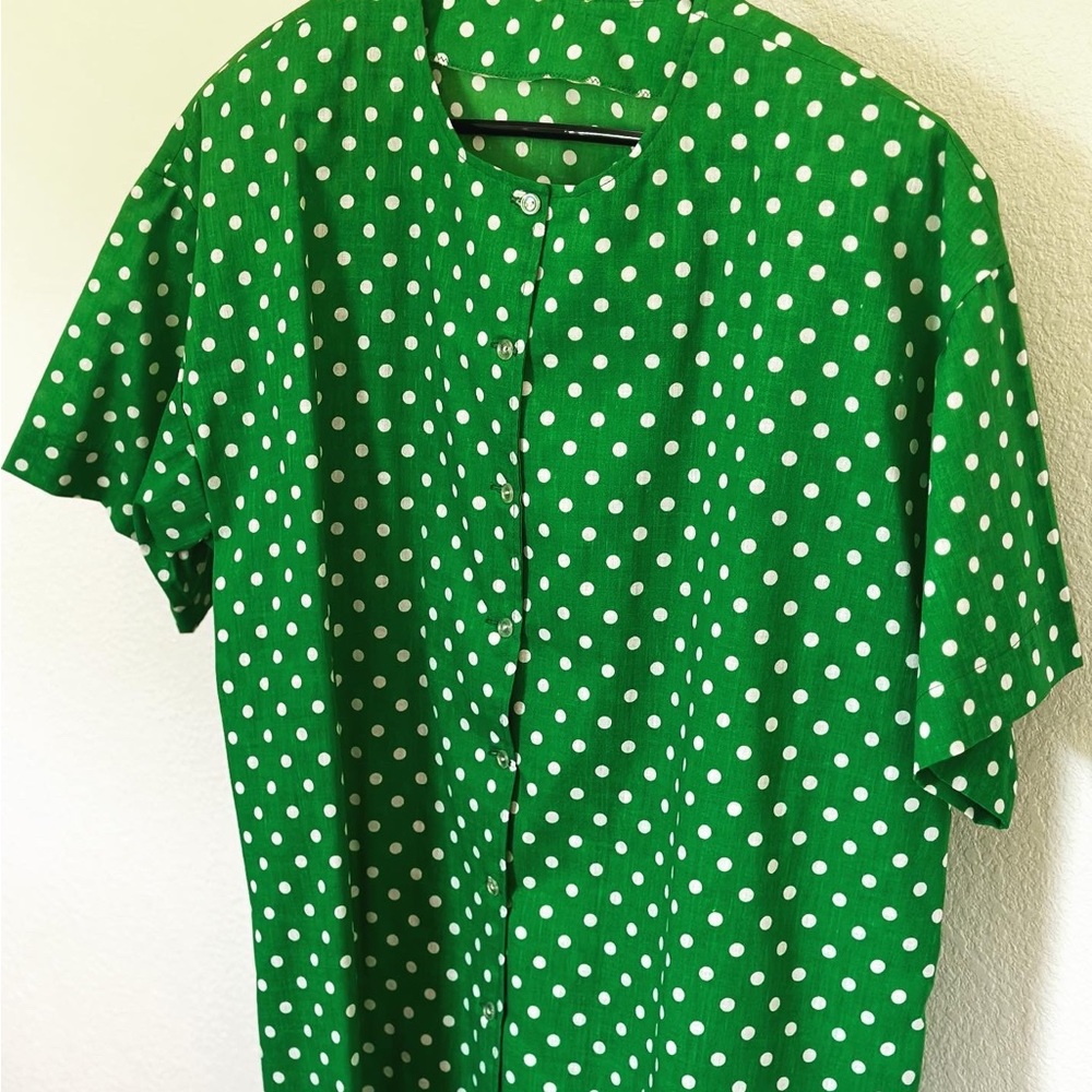 Vintage Green Polka Dot Blouse